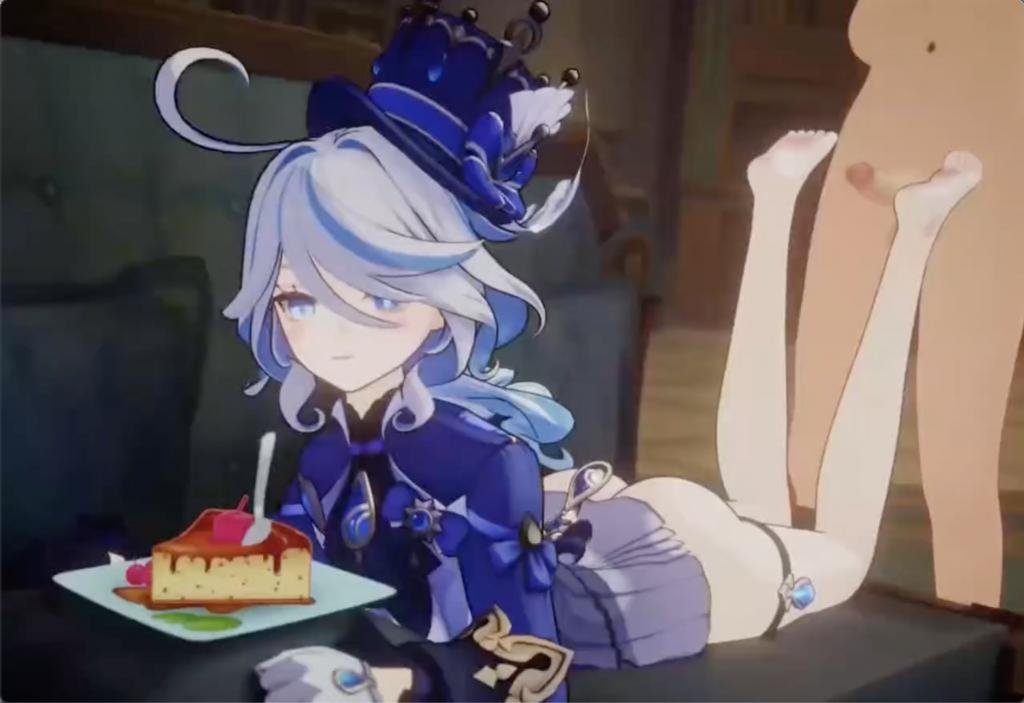 【3D原神】芙宁娜の足交诱惑~玩弄她的淫乱美足